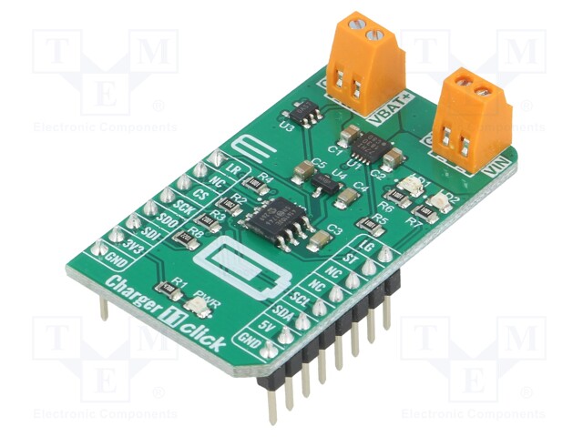 Click board; charger; GPIO,I2C,SPI; MCP4161,MCP73123; 3.3/5VDC