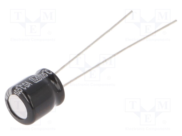 Capacitor: electrolytic; THT; 47uF; 10VDC; Ø6.3x7mm; Pitch: 2.5mm