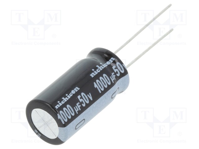 Capacitor: electrolytic; THT; 1000uF; 50VDC; Ø12.5x25mm; Pitch: 5mm