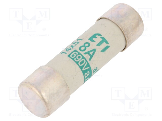 Fuse: fuse; aM; 8A; 690VAC; cylindrical,industrial; 14x51mm