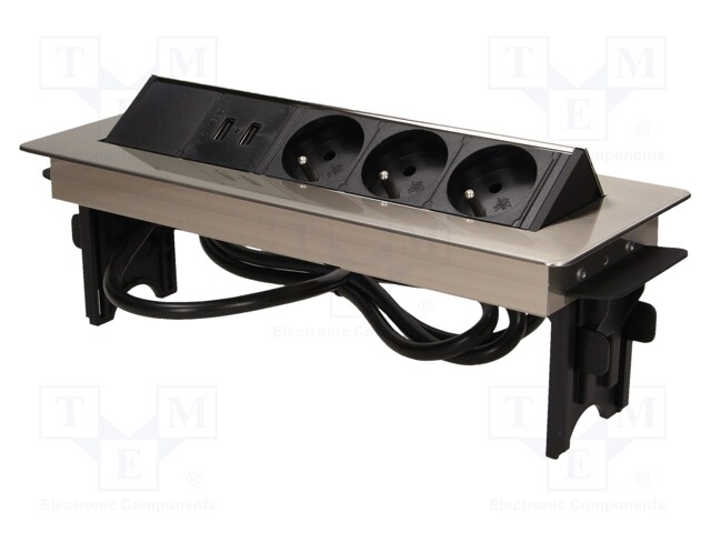 Plug socket strip: furniture; IP20; 3680W; Cutout: 114x315mm