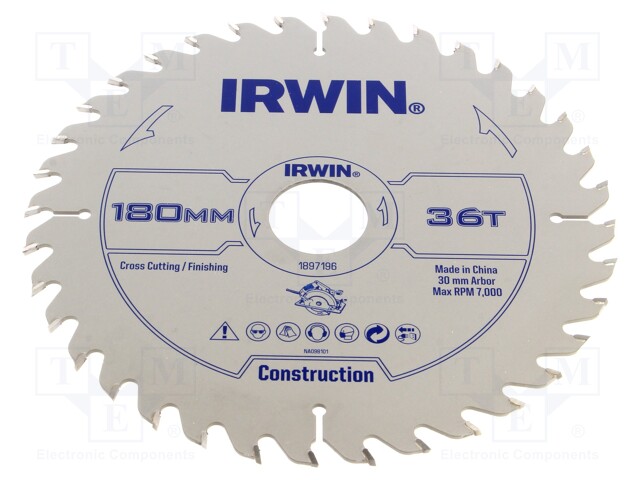 Circular saw; Ø: 180mm; Øhole: 30mm; Teeth: 36; wood