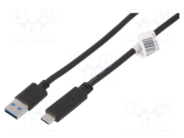 Cable; USB 3.0; USB A socket,USB C plug; 1.8m