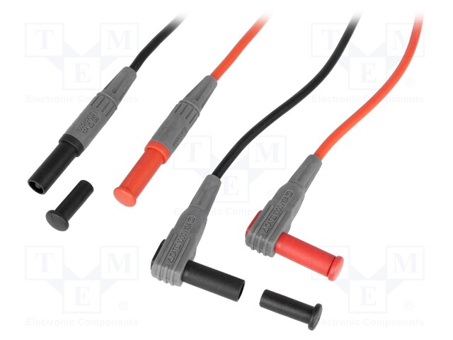 Test lead; silicone; 1m; 10A; red and black