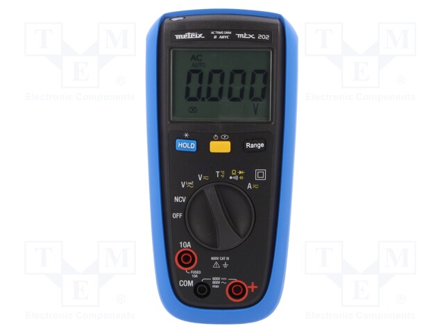 Digital multimeter; LCD (4000),with a backlit; I DC: 4/10A; IP54