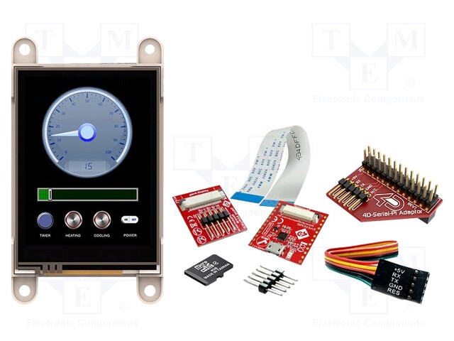 Dev.kit: with display; TFT; 2.4"; 240x320; Display: graphical; 14kB