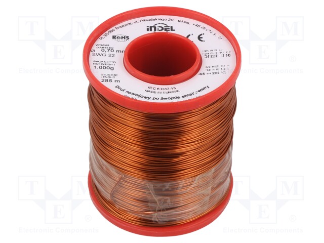 Coil wire; double coated enamelled; 0.7mm; 1kg; -65÷200°C