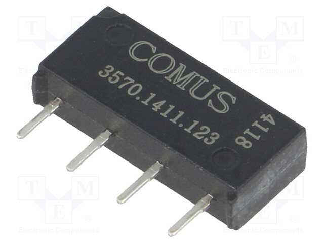 Relay: reed; SPST-NO; Ucoil: 12VDC; 500mA; max.200VDC; 10W; THT; SIP