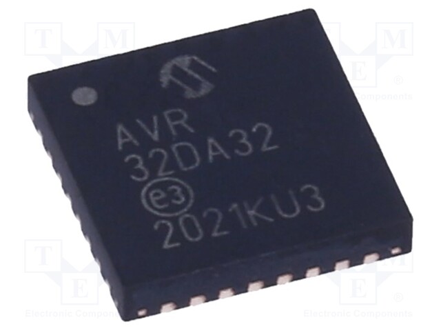 AVR microcontroller; EEPROM: 512B; SRAM: 4kB; Flash: 32kB; VQFN32