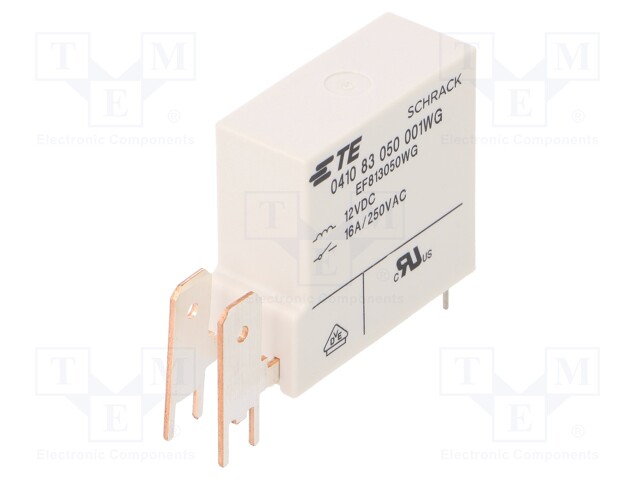 Relay: electromagnetic; SPST-NO; Ucoil: 12VDC; 16A/250VAC; 16A