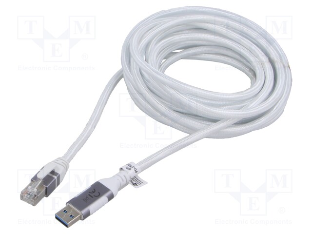 Cable; USB 3.0; RJ45 plug,USB A plug; nickel plated; 2m; white