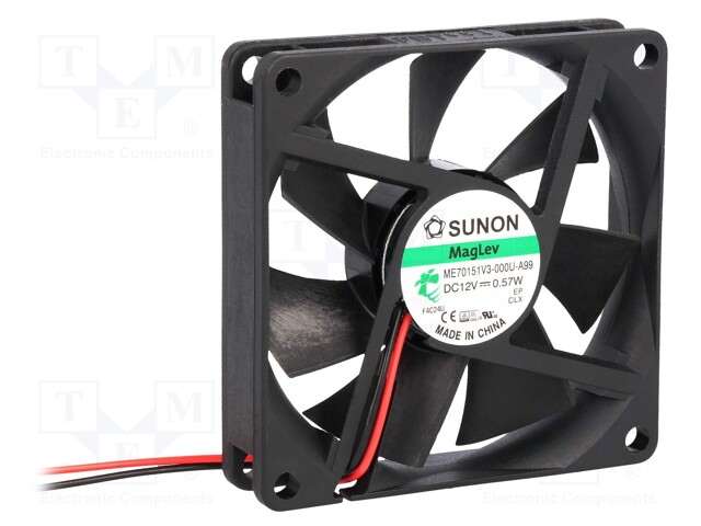 Fan: DC; axial; 12VDC; 70x70x15mm; 32.11m3/h; 21.5dBA; Vapo; 26AWG