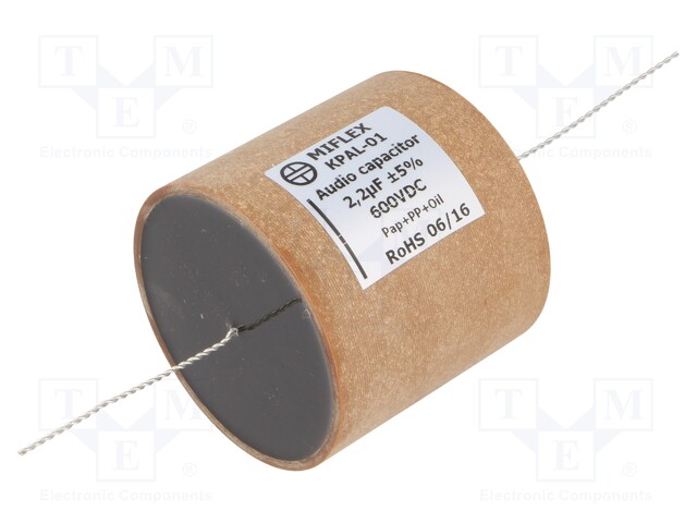 Capacitor: aluminum-polypropylene-paper; 2.2uF; 600VDC; ±5%