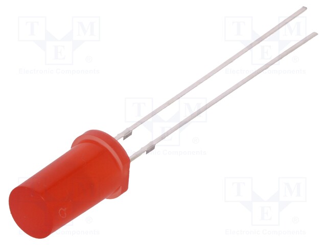 LED; 5mm; bipolar; red; 150÷220mcd; 180°; Front: flat; Pitch: 2.54mm