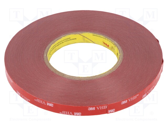 Tape: fixing; W: 12mm; L: 33m; D: 0.4mm; acrylic; grey; max.120°C