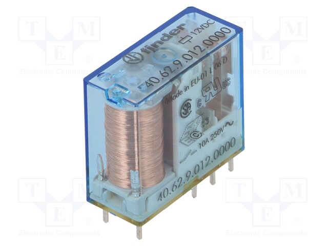 Relay: electromagnetic; DPDT; Ucoil: 12VDC; 10A/250VAC; 10A/30VDC