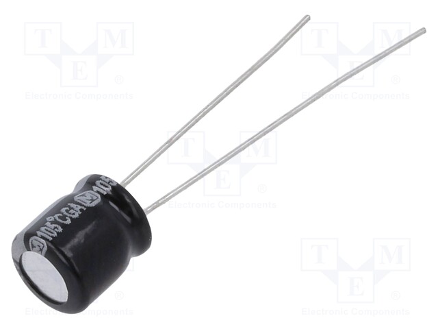 Capacitor: electrolytic; THT; 33uF; 25VDC; Ø6.3x7mm; Pitch: 2.5mm