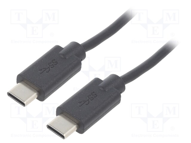 Cable; USB 2.0; USB C plug,both sides; 2.5m; Colour: black