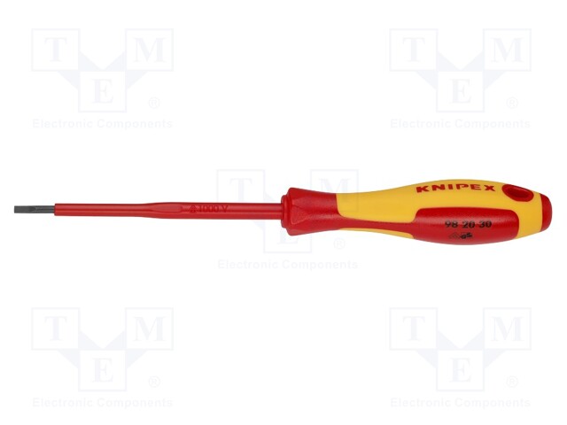 Screwdriver; insulated; slot; 3,0x0,5mm; Blade length: 75mm; 1kVAC