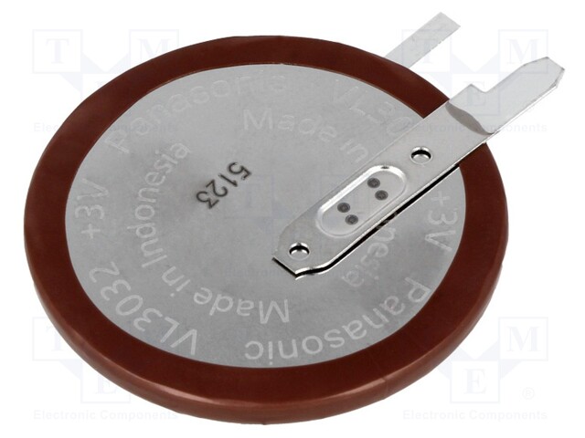 Re-battery: Li; VL3032; 3V; 100mAh; Leads: 2pin; Ø30x3.9mm; -20÷60°C