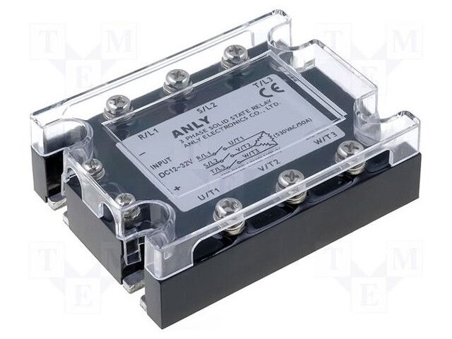 Relay: solid state; Ucntrl: 80÷280VAC; 40A; 48÷480VAC; 3-phase