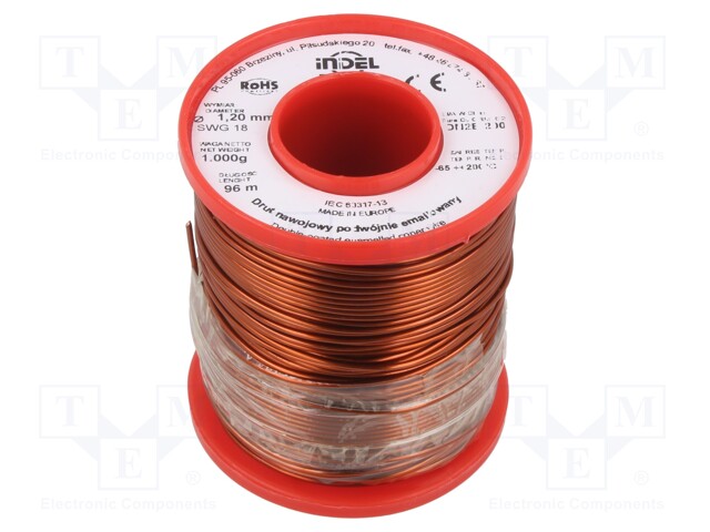 Coil wire; double coated enamelled; 1.2mm; 1kg; -65÷200°C