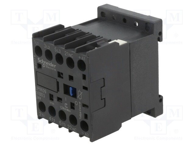 Contactor: 3-pole; NO x3; Auxiliary contacts: NC; 24VDC; 9A; W: 45mm