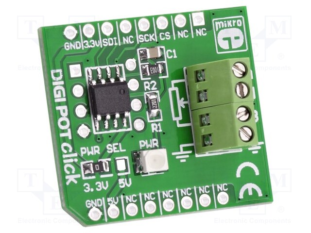 Click board; digital potentiometer; SPI; MCP4161; 3.3/5VDC