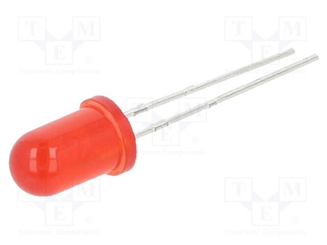 LED; 5mm; red; 400mcd; 30°; 20mA; 2.4V; Front: convex