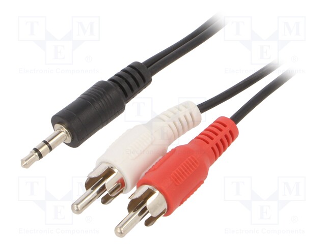 Cable; Jack 3.5mm 3pin plug,RCA plug x2; 2.5m; black