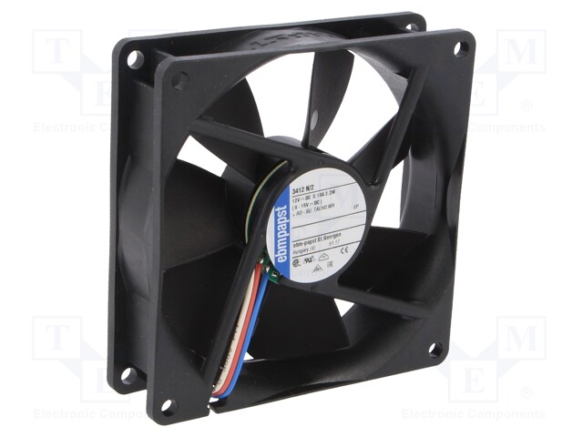 Fan: DC; axial; 92x92x25mm; 84m3/h; 32dBA; ball bearing; 2700rpm