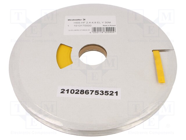 Heat shrink sleeve; glueless; 2: 1; 4.8mm; L: 30m; yellow