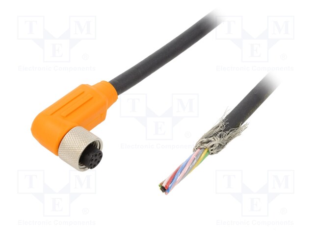 Connection lead; M12; PIN: 8; angled; 5m; plug; 30VAC; 4A; -25÷80°C