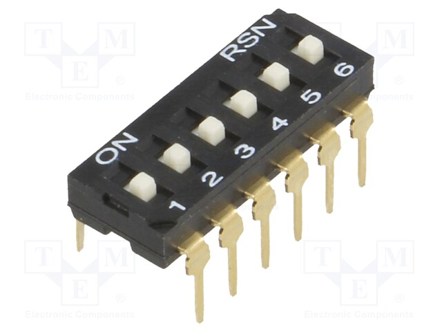 Switch: DIP-SWITCH; Poles number: 6; ON-OFF; 0.05A/12VDC; Pos: 2