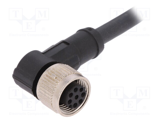 Connection lead; M12; PIN: 8; angled; 5m; plug; 30VAC; 4A; -25÷80°C