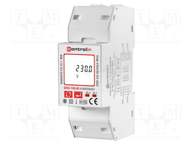 Electric energy meter; 230V; 100A; Network: single-phase; 45÷65Hz