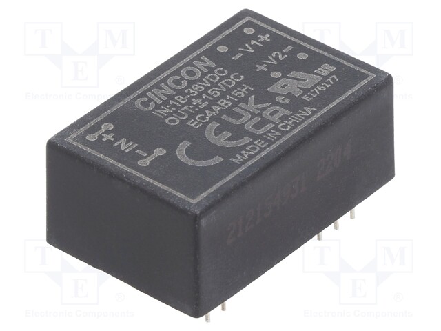 Converter: DC/DC; 5/6W; Uin: 18÷36V; Uout: 15VDC; Uout2: -15VDC; 15g