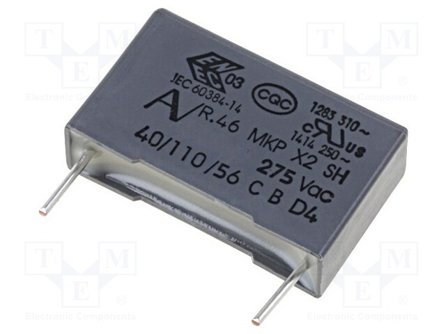 Capacitor: polypropylene; X2; 68nF; 15mm; ±10%; 18x5x11mm; 275VAC