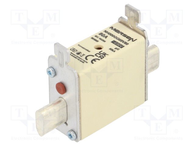 Fuse: fuse; gG; 80A; 690VAC; 250VDC; ceramic,industrial; NH000