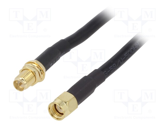 Cable; 50Ω; 1m; RP-SMA male,RP-SMA female; black; straight