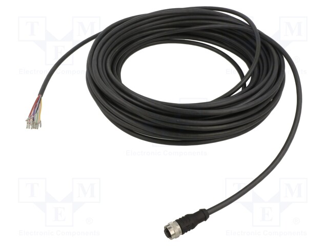 Connection lead; M12; PIN: 12; straight; 20m; plug; 1.5A; -30÷90°C