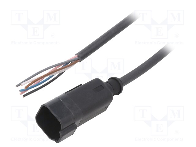 Connection lead; DT04-6P; PIN: 6; straight; 5m; plug; 48VAC; 8A; male