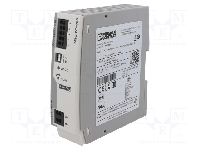 Power supply: switched-mode; Mounting: DIN; IP20