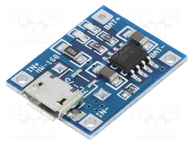 Module: Li-Po/Li-Ion charger; 5VDC; USB B micro; TP4056; 1A; 4.2V