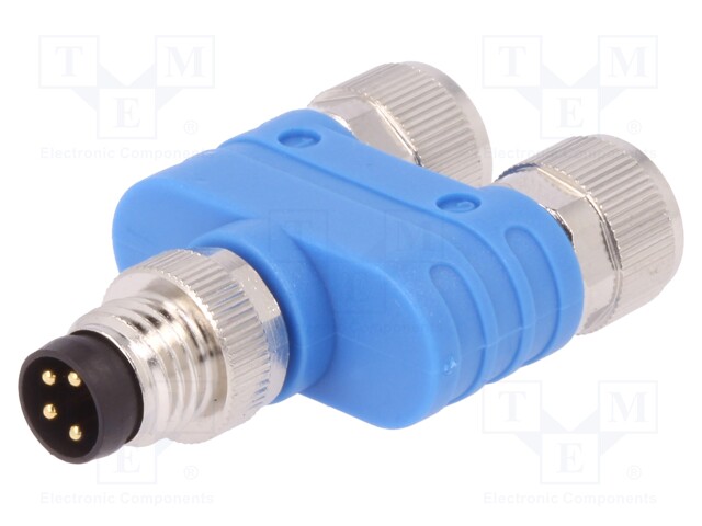 T adapter; M8 male,M8 female x2; PIN: 4; Y; IP67; Polarisation: A