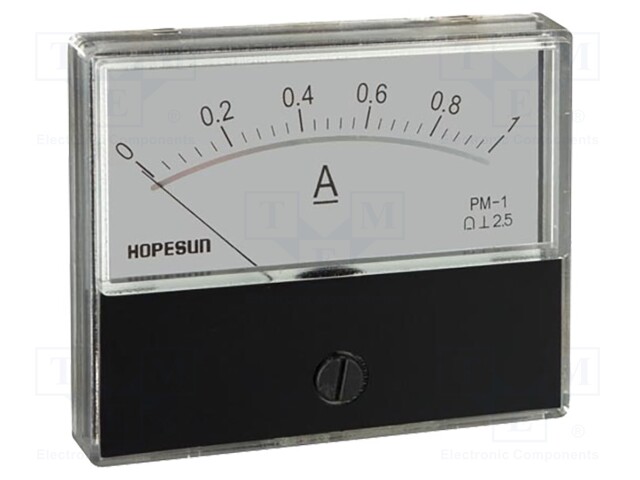 Ammeter; analogue; on panel; I AC: 0÷1A; Class: 2,5; 70x60mm