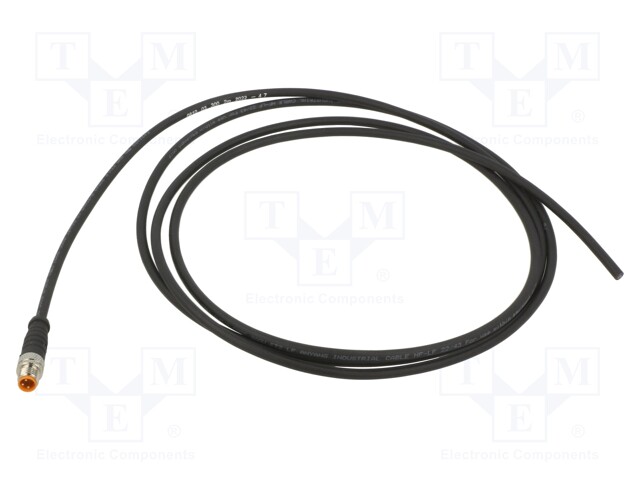 Connection lead; M8; PIN: 3; straight; 2m; plug; 50VAC; 4A; -25÷80°C