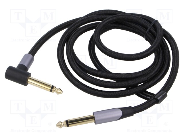 Cable; Jack 6,35mm plug,both sides; 1.5m; Plating: gold-plated