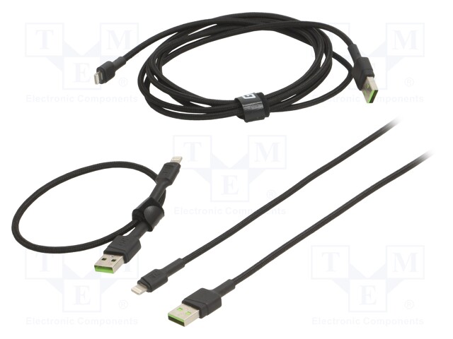 Cable; USB 2.0; Apple Lightning plug,USB A plug; black; 480Mbps