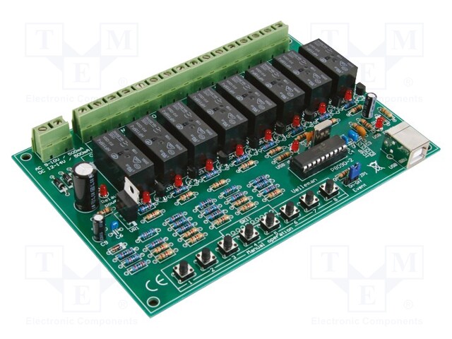 USB relay card; 12÷14VDC; Channels: 8; 9÷10VAC